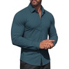 image:imageCOOFANDY Mens Muscle Fit Dress Shirt Wrinkle Free Long Sleeve Casual Button Down ShirtsDark Blue