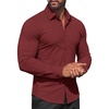 image:imageCOOFANDY Mens Muscle Fit Dress Shirt Wrinkle Free Long Sleeve Casual Button Down ShirtsWine Red