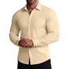 image:imageCOOFANDY Mens Muscle Fit Dress Shirts Wrinkle Free Long Sleeve Button Down ShirtLight Khaki