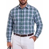 image:imageCOOFANDY Mens Plaid Dress Shirts Big and Tall 1X6X Long Sleeve Cotton Button Down Shirt Bussiness Casual ShirtsWhite Navy Green Light Blue Plaid