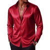 image:imageCOOFANDY Mens Silk Satin Dress Shirts Long Sleeve Shiny Button Down ShirtWine Red