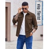 image:imageCOOFANDY Mens Long Sleeve Button Up Shirt Jacket with Flap PocketsBrown