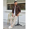 image:imageCOOFANDY Mens Long Sleeve Button Up Shirt Jacket with Flap PocketsCoffee
