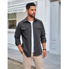 image:imageCOOFANDY Mens Long Sleeve Button Up Shirt Jacket with Flap PocketsGray