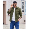 image:imageCOOFANDY Mens Long Sleeve Button Up Shirt Jacket with Flap PocketsOlive Green