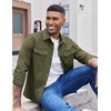image:imageCOOFANDY Mens Long Sleeve Button Up Shirt Jacket with Flap PocketsOlive Green