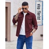 image:imageCOOFANDY Mens Long Sleeve Button Up Shirt Jacket with Flap PocketsWine Red
