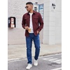 image:imageCOOFANDY Mens Long Sleeve Button Up Shirt Jacket with Flap PocketsWine Red