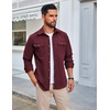 image:imageCOOFANDY Mens Long Sleeve Button Up Shirt Jacket with Flap PocketsWine Red