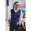 image:imageCOOFANDY Mens Sleeveless Sweater Vest VNeck Solid Cotton Pullover1 Navy Blue