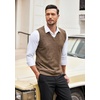 image:imageCOOFANDY Mens Sleeveless Sweater Vest VNeck Solid Cotton PulloverBrown