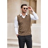 image:imageCOOFANDY Mens Sleeveless Sweater Vest VNeck Solid Cotton PulloverBrown