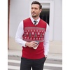 image:imageCOOFANDY Mens Sleeveless Sweater Vest VNeck Solid Cotton PulloverChristmas Tree  Red