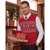image:imageCOOFANDY Mens Sleeveless Sweater Vest VNeck Solid Cotton PulloverChristmas Tree  Red