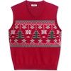 image:imageCOOFANDY Mens Sleeveless Sweater Vest VNeck Solid Cotton PulloverChristmas Tree  Red