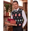 image:imageCOOFANDY Mens Sleeveless Sweater Vest VNeck Solid Cotton PulloverColorful Christmas Tree