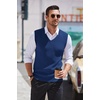 image:imageCOOFANDY Mens Sleeveless Sweater Vest VNeck Solid Cotton PulloverDenim Blue