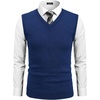 image:imageCOOFANDY Mens Sleeveless Sweater Vest VNeck Solid Cotton PulloverDenim Blue