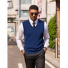 image:imageCOOFANDY Mens Sleeveless Sweater Vest VNeck Solid Cotton PulloverDenim Blue
