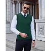 image:imageCOOFANDY Mens Sleeveless Sweater Vest VNeck Solid Cotton PulloverGreen