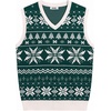 image:imageCOOFANDY Mens Sleeveless Sweater Vest VNeck Solid Cotton PulloverGreen Snowflake