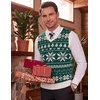 image:imageCOOFANDY Mens Sleeveless Sweater Vest VNeck Solid Cotton PulloverGreen Snowflake