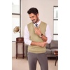 image:imageCOOFANDY Mens Sleeveless Sweater Vest VNeck Solid Cotton PulloverKhaki