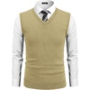 image:imageCOOFANDY Mens Sleeveless Sweater Vest VNeck Solid Cotton PulloverKhaki