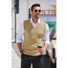 image:imageCOOFANDY Mens Sleeveless Sweater Vest VNeck Solid Cotton PulloverKhaki