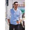 image:imageCOOFANDY Mens Sleeveless Sweater Vest VNeck Solid Cotton PulloverLight Blue