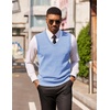 image:imageCOOFANDY Mens Sleeveless Sweater Vest VNeck Solid Cotton PulloverLight Blue