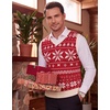 image:imageCOOFANDY Mens Sleeveless Sweater Vest VNeck Solid Cotton PulloverRed Snowflake
