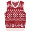 image:imageCOOFANDY Mens Sleeveless Sweater Vest VNeck Solid Cotton PulloverRed Snowflake