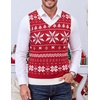 image:imageCOOFANDY Mens Sleeveless Sweater Vest VNeck Solid Cotton PulloverRed Snowflake