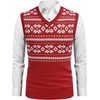image:imageCOOFANDY Mens Sleeveless Sweater Vest VNeck Solid Cotton PulloverRed and White Snowflakes