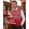 image:imageCOOFANDY Mens Sleeveless Sweater Vest VNeck Solid Cotton PulloverRed and White Snowflakes