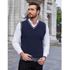image:imageCOOFANDY Mens Sleeveless Sweater Vest VNeck Solid Cotton PulloverStripes Navy Blue