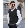 image:imageCOOFANDY Mens Sleeveless Sweater Vest VNeck Solid Cotton PulloverStripes White