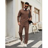 image:imageCOOFANDY Mens Tracksuits 2 Piece Athletic Sweatsuit Quarter Zip PulloverBrown