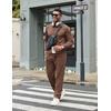 image:imageCOOFANDY Mens Tracksuits 2 Piece Athletic Sweatsuit Quarter Zip PulloverBrown