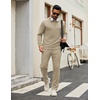 image:imageCOOFANDY Mens Tracksuits 2 Piece Athletic Sweatsuit Quarter Zip PulloverLight Khaki