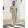 image:imageCOOFANDY Mens Tracksuits 2 Piece Athletic Sweatsuit Quarter Zip PulloverLight Khaki