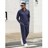 image:imageCOOFANDY Mens Tracksuits 2 Piece Athletic Sweatsuit Quarter Zip PulloverNavy Blue