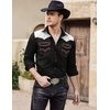 image:imageCOOFANDY Mens Western Cowboy Shirt Embroidered Long Sleeve Slim Fit Casual Cotton Button Down Hippie Shirts with PocketsBlack  White