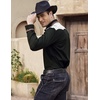 image:imageCOOFANDY Mens Western Cowboy Shirt Embroidered Long Sleeve Slim Fit Casual Cotton Button Down Hippie Shirts with PocketsBlack  White