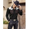 image:imageCOOFANDY Mens Western Cowboy Shirt Embroidered Long Sleeve Slim Fit Casual Cotton Button Down Hippie Shirts with PocketsBlack  White