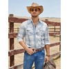 image:imageCOOFANDY Mens Western Cowboy Shirts Casual Button Down Shirt Long SleeveLight Blue Plaid