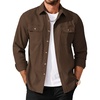image:imageCOOFANDY Mens Long Sleeve Button Up Shirt Jacket with Flap PocketsBrown