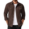 image:imageCOOFANDY Mens Long Sleeve Button Up Shirt Jacket with Flap PocketsCoffee
