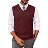 image:imageCOOFANDY Mens Sleeveless Sweater Vest VNeck Solid Cotton PulloverWine Red